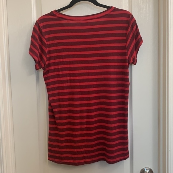 CAbi Sweet Talk Red and Black Striped Ruffle Top T Shirt Top Size S Style 3631 - Picture 3 of 6
